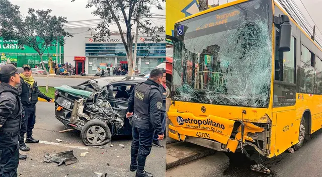 Así quedaron los vehículos tras el violento choque en la avenida Túpac Amaru.