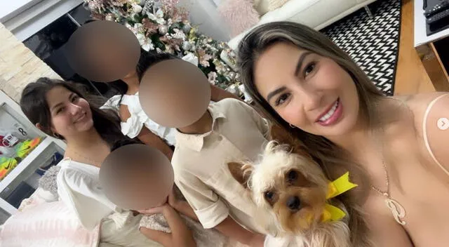 Pamela López junto a sus hijos con Christian Cueva.  