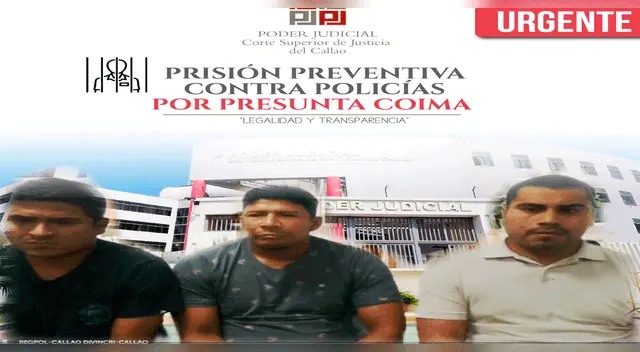 Los policías serán internados en un centro carcelario, para cumplir la medida según determinación del INPE