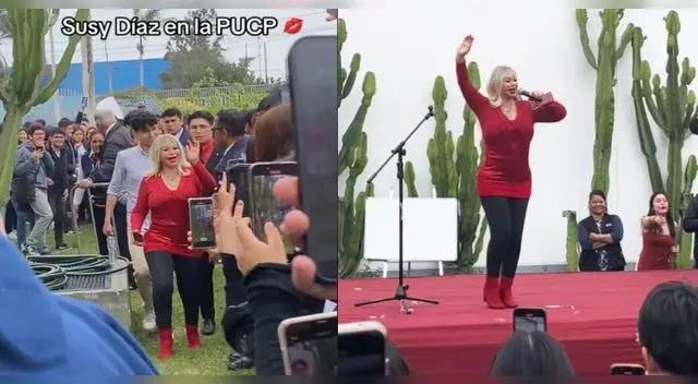 Susy Díaz alborota a alumnos en la PUCP.