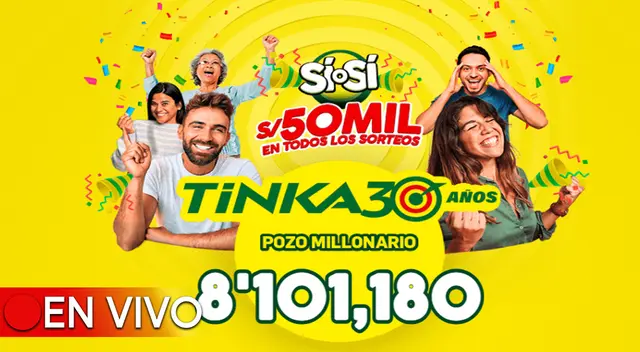 El pozo millonario de la Tinka se sorteará el domingo 22 de septiembre a las 10:50 p.m.