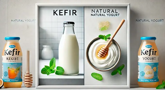 Versus entre el kéfir y el yogur natural Versus entre el kéfir y el yogur natural