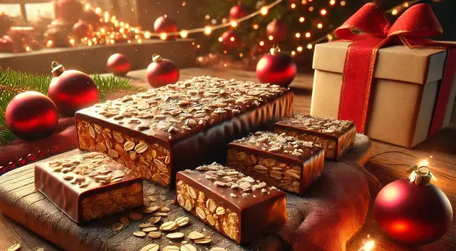 Paso a paso de cómo preparar turrón de chocolate y avena para Navidad.