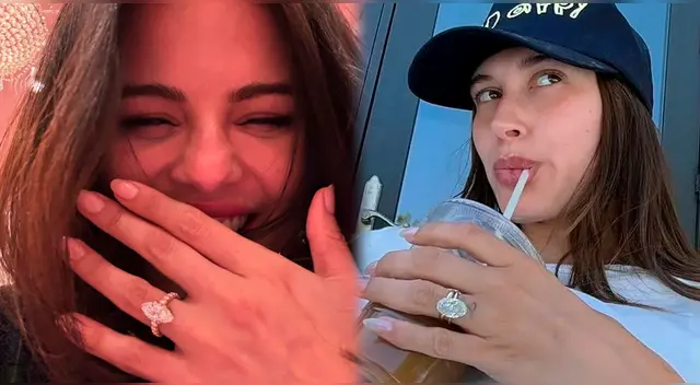 Comparan el anillo de Selena Gomez con el de Hailey Bieber.