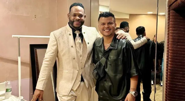 Salsero peruano Jeinson Manuel junto a dominicano Yiyo Sarante.