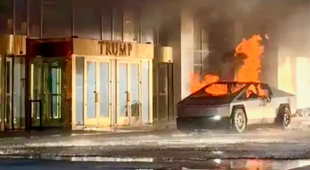 Auto de Tesla explota frente al hotel de Donald Trump Auto de Tesla explota frente al hotel de Donald Trump