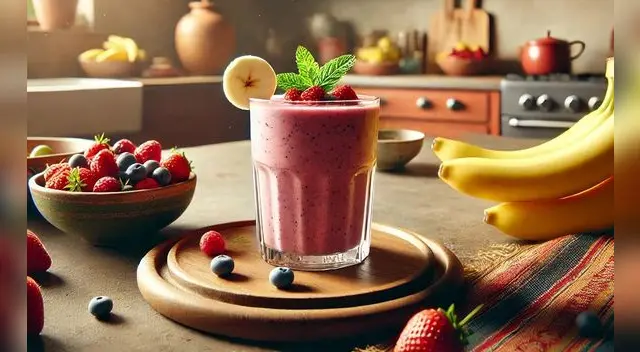 Batido de plátano y frutos rojos es fácil de preparar y cambiará para bien tu forma de descansar
