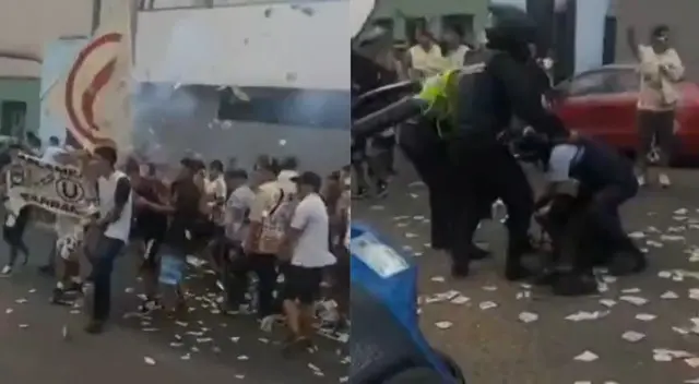 Enfrentamientos entre barristas de Universitario de Deportes y agentes policiales dejó un herido en el límite de Surco y Barranco.