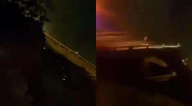 Un nuevo vídeo difundido en las redes sociales graba el momento exacto en que vehículo se cae tras colapso del puente en Chancay.