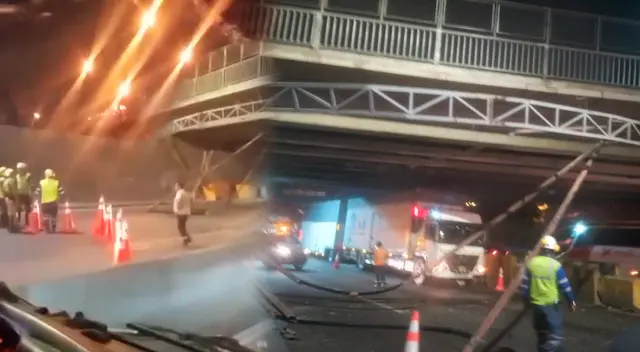 Reportan que estructura metálica del puente Ricardo Palma se cayó.
