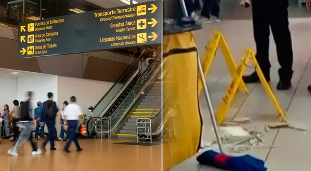 Baldosa del techo del Aeropuerto Jorge Chávez cae en plena hora punta.
