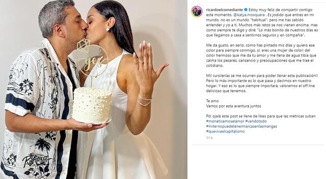 Ricardo Mendoza confirma futura boda con su novia Katya Mosquera. Foto: Instagram Ricardo Mendoza confirma futura boda con su novia Katya Mosquera. Foto: Instagram
