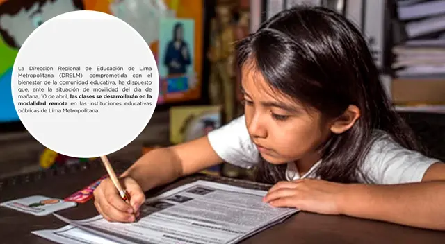 Paro de transportista: Clases en colegios públicos de Lima  serán remotas este 10 de abril