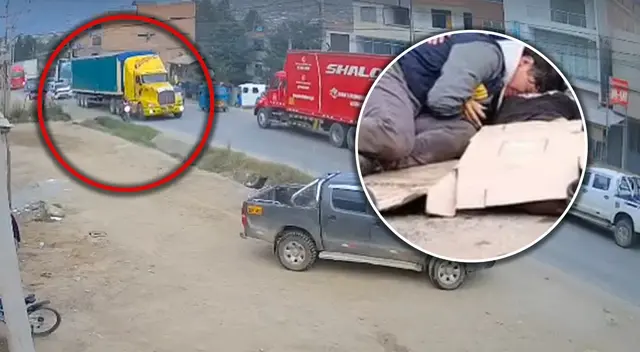 Cámaras de seguridad captan el momento en el que tráiler arrolla a joven en motocicleta. Cámaras de seguridad captan el momento en el que tráiler arrolla a joven en motocicleta.