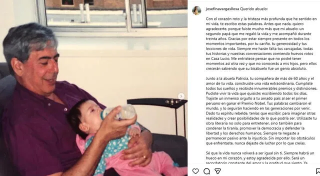 Josefina Vargas Llosa se despidió de su abuelo y reveló algunas fotos inéditas. Josefina Vargas Llosa se despidió de su abuelo y reveló algunas fotos inéditas.