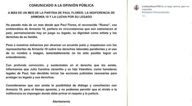 Cristhian Flores apoya demanda contra Armonía 10. Cristhian Flores apoya demanda contra Armonía 10.