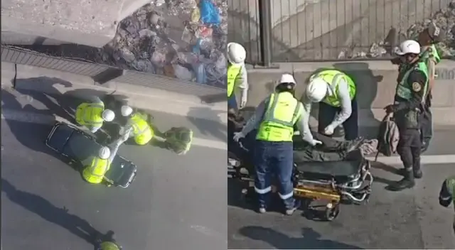 Sujeto se lanza desde el puente de Huánuco a la línea amarilla tras robarle a una señora: vídeo revela cómo sobrevivió.