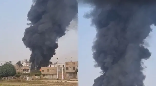 Fuerte incendio en Puente Piedra arrasa con un almacén tras fuga de gas.