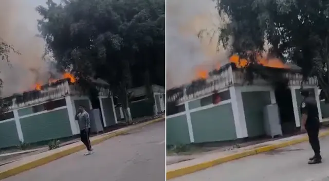 Gigantesco incendio consume la base de la PNP en Puente Piedra.