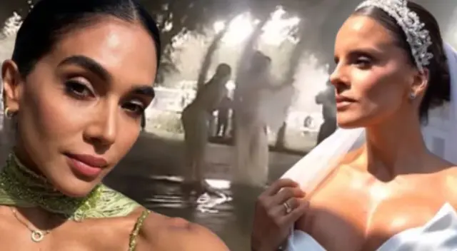 Alejandra Baigorria y Vania Bludau se meten a la piscina en la boda.