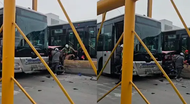 Mototaxi ingresa a carril exclusivo y provoca accidente del Metropolitano.