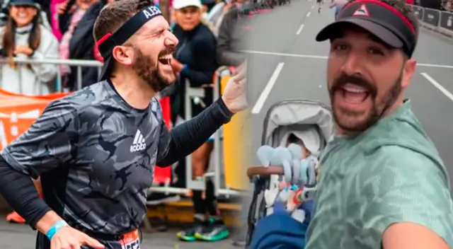 José Peláez vive EMOTIVO momento al terminar maratón junto a su bebé: "Primera carrera de Lucas"