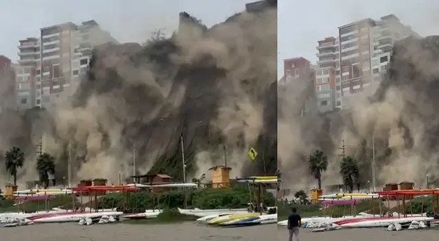 Costa Verde se derrumba tras el fuerte temblor Lima registrado.