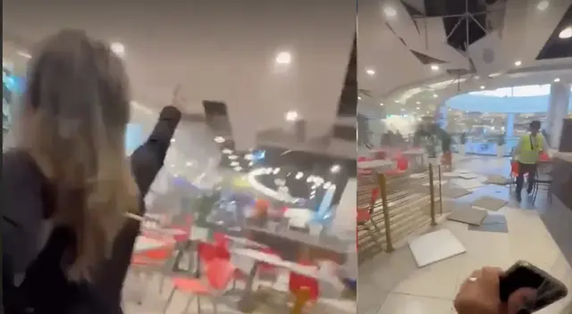 Baldosas del techo de Plaza Norte se cae a pedazos tras el el temblor que sacudió Lima.