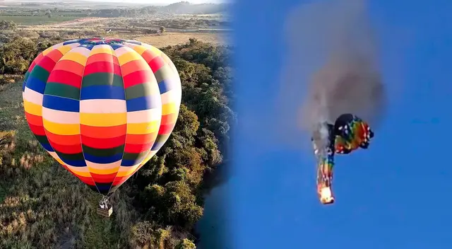 Globo aerostático se incendia en pleno vuelo en Brasil.