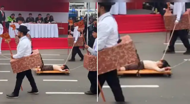 PEQUEÑOS colegiales recrean la muerte de Túpac Amaru en desfile de Fiestas Patrias y emocionan a todo TikTok