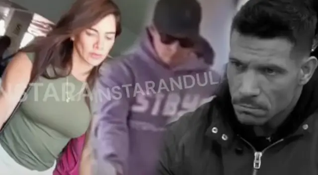 Korina Rivadeneira y Mario Hart fueron captados en aeropuerto de Piura.