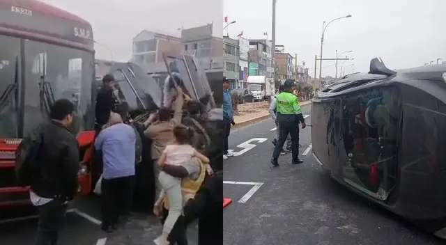 Un auto se despistó y volcó en plena avenida Universitaria con Belaúnde en Comas y un video revela los momentos del brutal accidente.