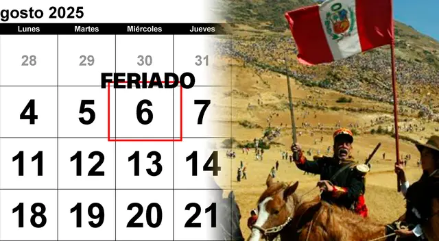 Conoce por qué el miércoles 6 de agosto será feriado en el Perú