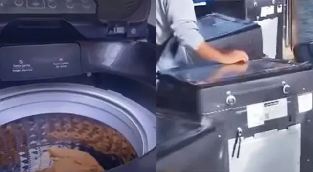 Peruana se arriesga al comprar lavadora de S/50 en Ancón y esto fue lo que pasó tras encenderlo.