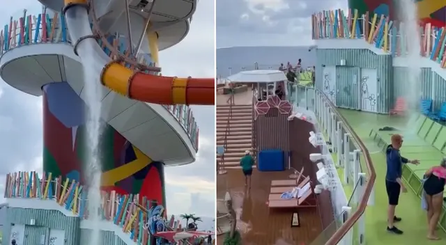 Pasajero herido tras rotura de tobogán en crucero rumbo a Miami causa preocupación.