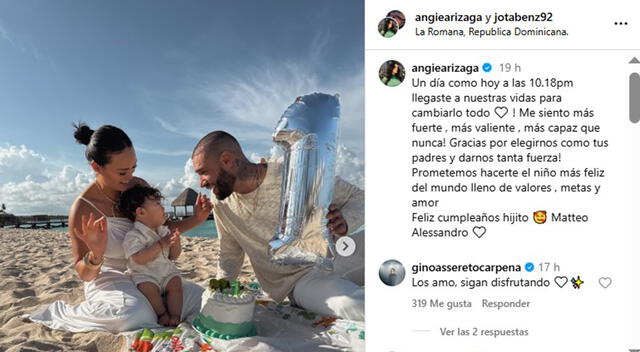 Angie Arizaga y Jota Benz festejaron el primer añito de su hijo en República Dominicana.  