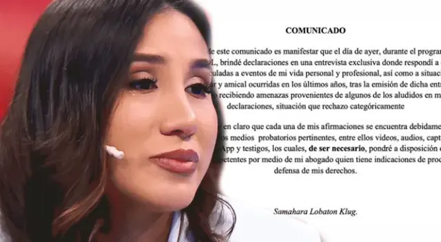 Samahara Lobatón denunció estar recibiendo amenazas tras su participación en El Valor de la Verdad.