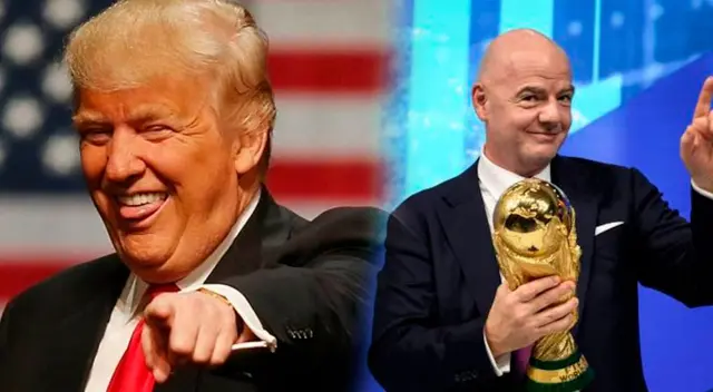 Donald Trump le hace curiosa broma al presidente de la FIFA. Donald Trump le hace curiosa broma al presidente de la FIFA.