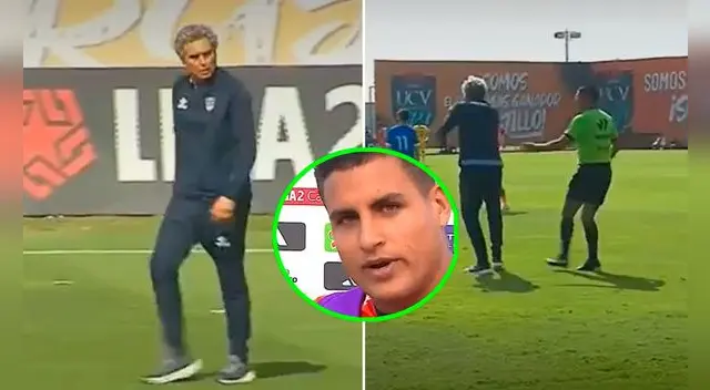 José Guillermo del Solar explotó contra Alexander Succar y se ganó la roja en pleno encuentro. Foto: captura/FPF