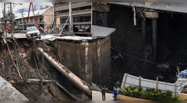 Socavón gigante se traga la calle frente a un hospital y pone en riesgo a pacientes. Socavón gigante se traga la calle frente a un hospital y pone en riesgo a pacientes.