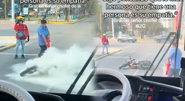 Peruano ayuda a venezolano cuando su motocicleta se incendiaba en plena vía pública: "Gracias chofer de la 52C"