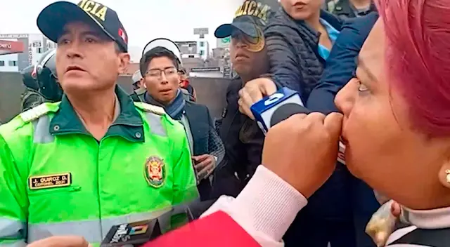 Conductora de la Línea 41 enfrenta a la PNP en protesta por extorsiones Conductora de la Línea 41 enfrenta a la PNP en protesta por extorsiones