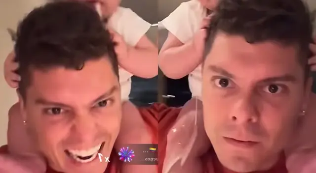 Ignacio Baladán se encontraba realizando una transmisión en vivo cuando su bebé le vomitó.
