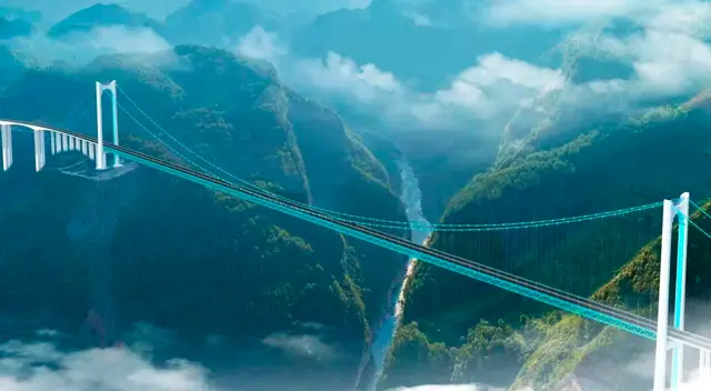 Inaugurado el puente colgante más largo del mundo: la maravilla de la ingeniería en China a más de 600 metros sobre el río Beipan
