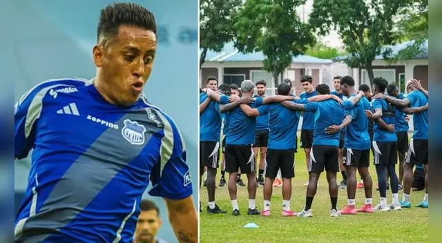 Christian Cueva y sus compañeros no entrenaron debido a la falta de pago en Emelec. Foto: composición EP
