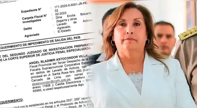 Fiscalía solicitó impedimento de salida del país para ex presidenta Dina Boluarte de 36 meses.