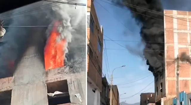 Fuerte incendio consume un almacén en Cercado de Lima.