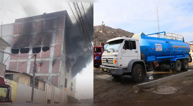 Incendio en Cercado de Lima: Sedapal envía cisterna para apoyar a bomberos.