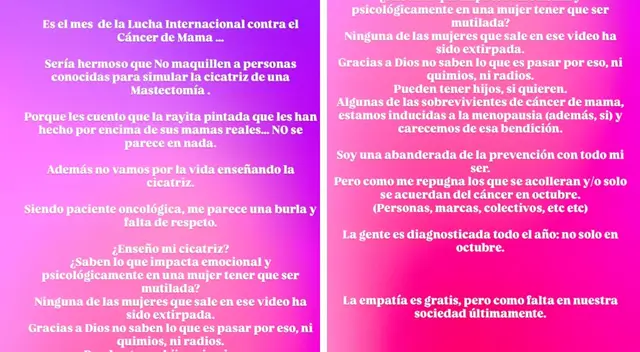 Mensaje de Natalia Salas