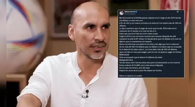 Rainer Torres usó sus redes sociales para enviar un fuerte mensaje en contra de Universitario. Foto: composición EP